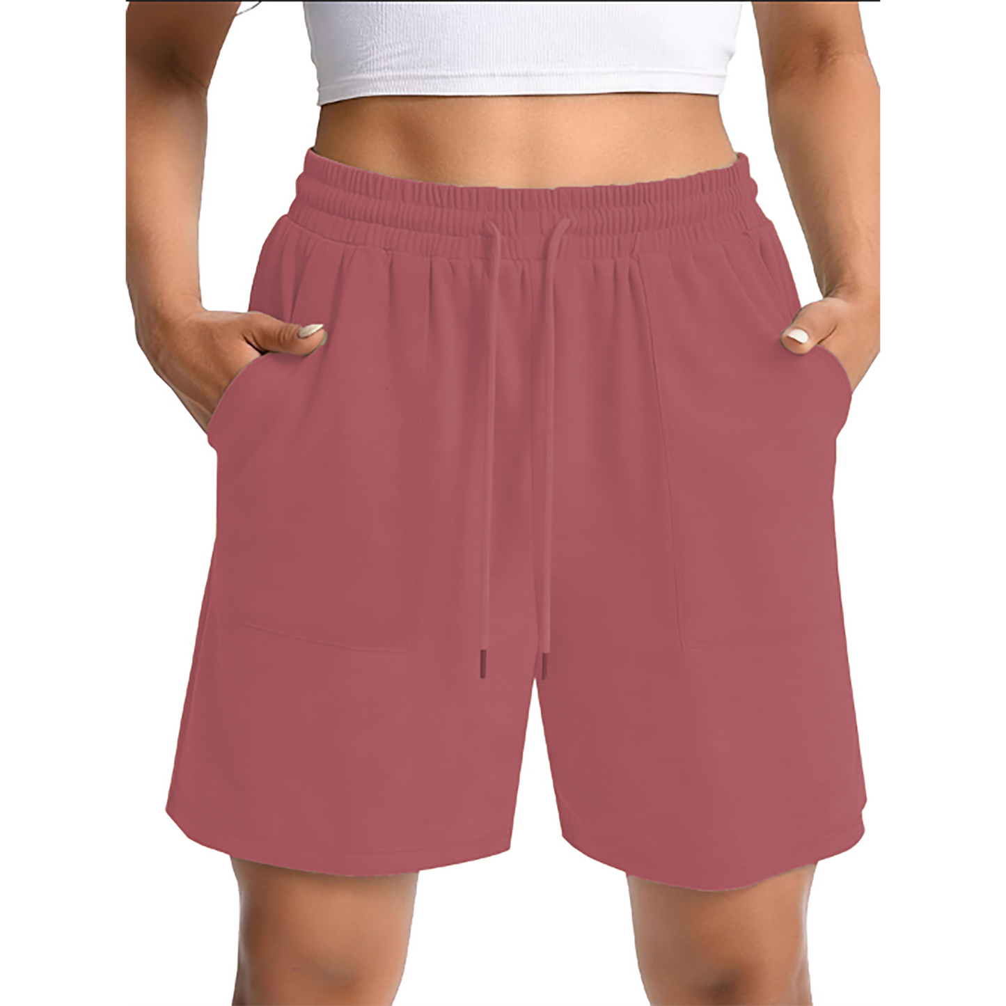 MOSHU Womens Cotton Shorts Drawstring Waist Sweat Shorts for Women Summer Casual Shorts with Pockets