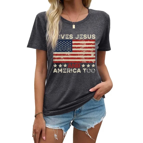 MOSHU Womens T-shirts Round Neck Shirts for Women Short Sleeve Loose Graphic Tees