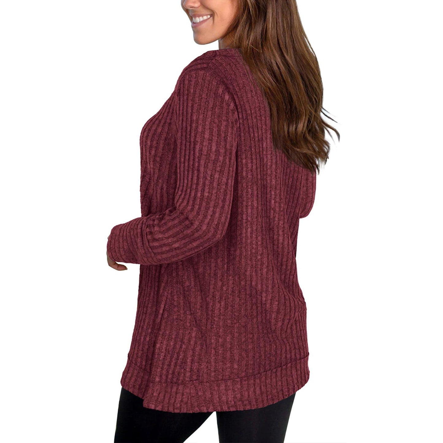 MOSHU Long Sleeve Tops for Women Lightweight V Neck Womens Shirts Fall Casual Tunic Tops